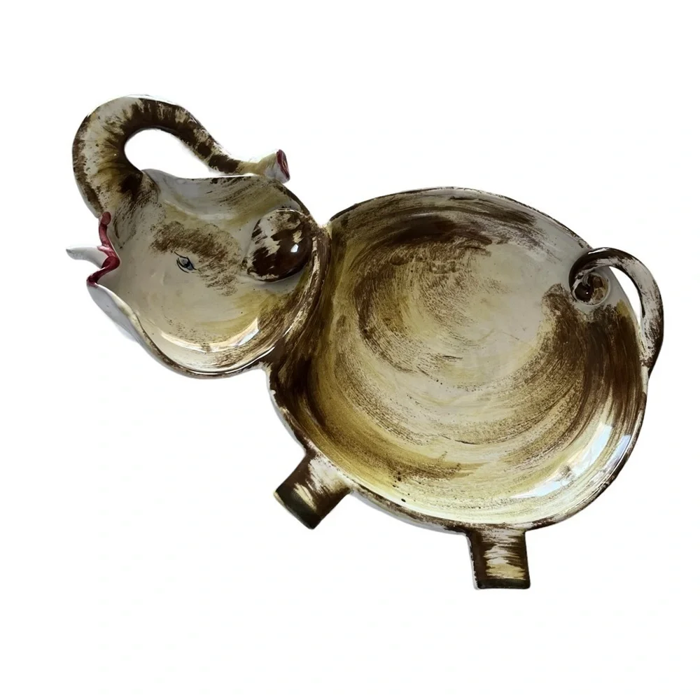 Vintage Italian MCM Elephant Form Chip and Dip